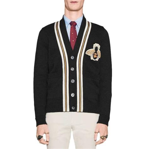 gucci bee patch cardigan